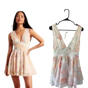 Abercrombie & Fitch Pastel Floral V-Neck Mini Dress